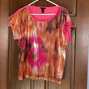 H&M Pink & Gold Multi Sequin S/S Top 12